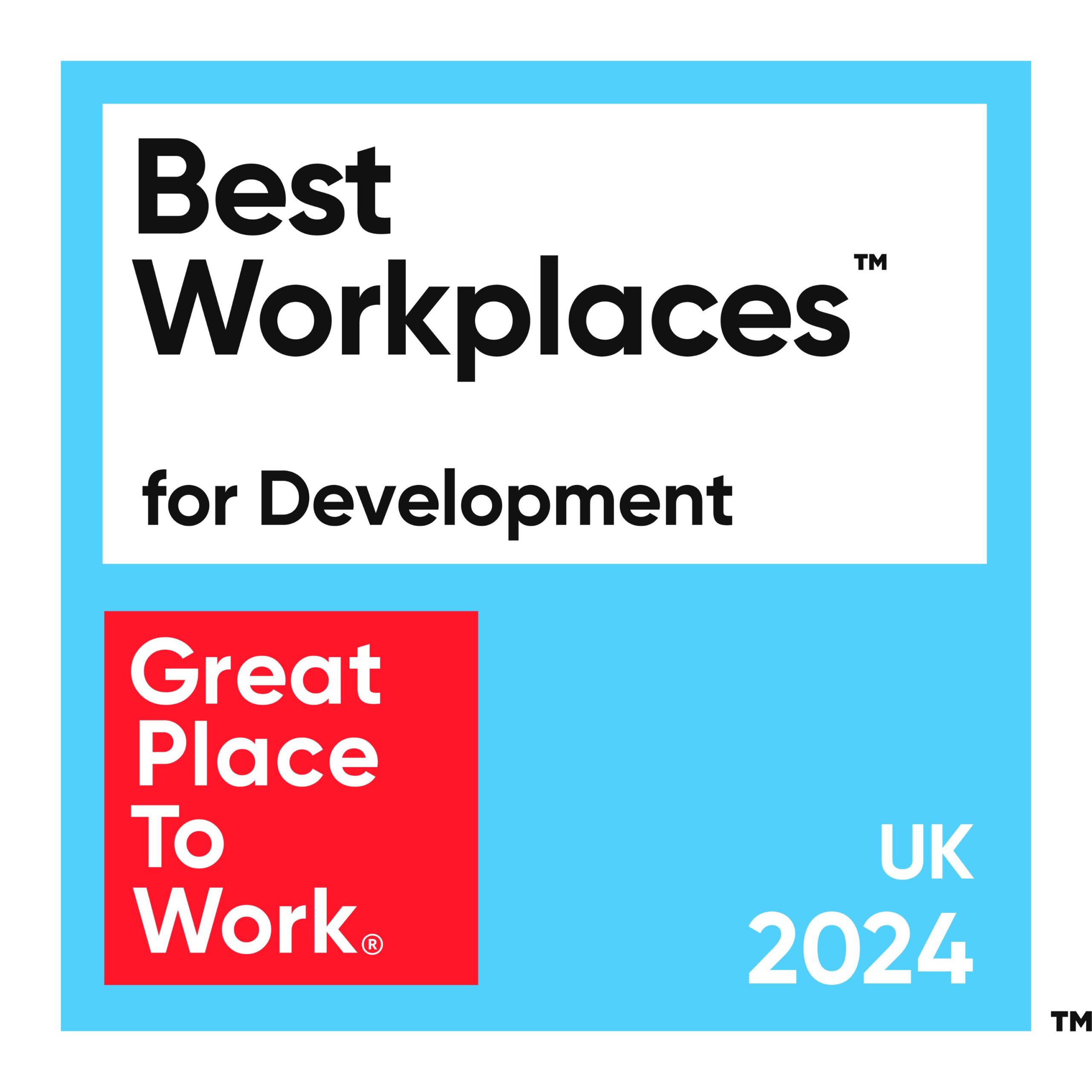 Best Workplaces for Development badge, UK 2024, from Great Place to Work