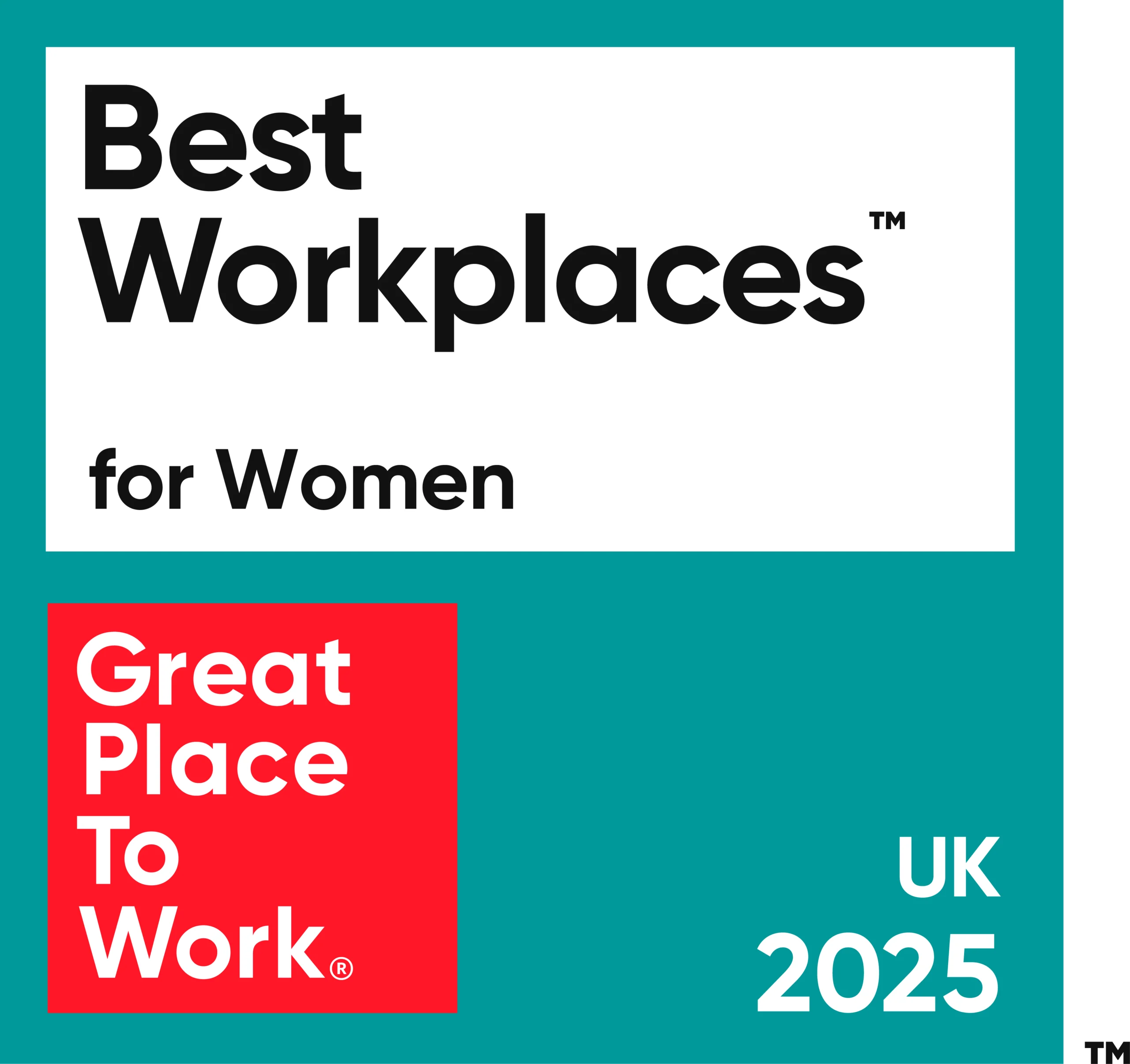 Best Workplaces for Women badge, UK 2025, from Great Place to Work